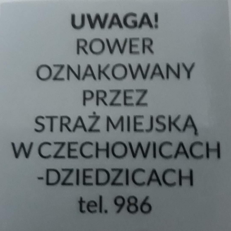 zdjęcie: Oznakuj swój rower w najbliższy weekend.