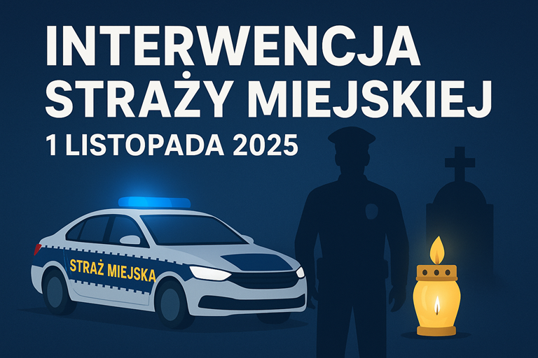 zdjęcie: Interwencja straży miejskiej na cmentarzu przy ul. Legionów.