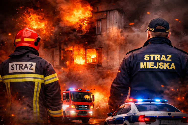 zdjęcie: Pożar pustostanu na ulicy Towarowej.